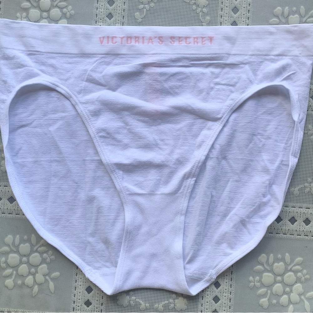 NWT VICTORIA'S SECRET 100% Cotton Hi Waisted Panty White Trim VS L